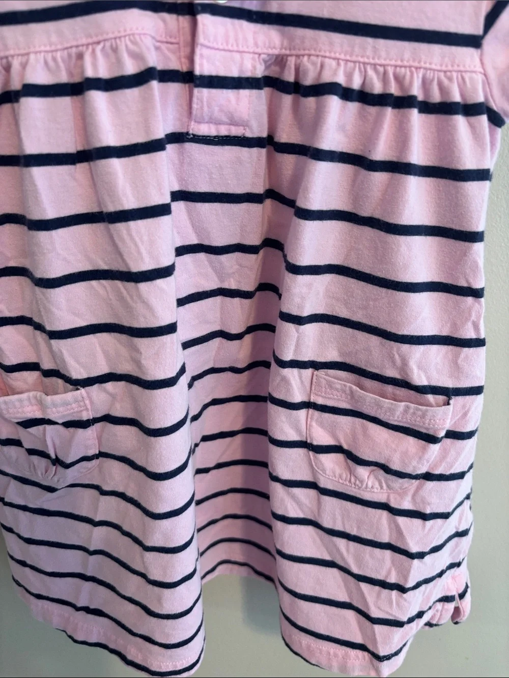 Polo Ralph Lauren Baby Girls Pink Navy Striped Knit Polo Dress 24 Months cotton